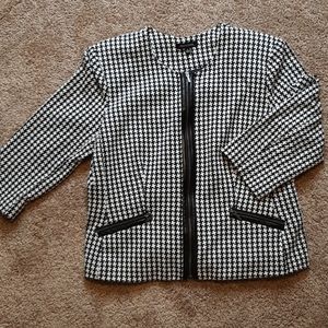 Notations 3/4 sleeve houndstooth jacket size XL